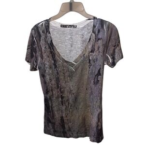 Elvis Laskin Gray Black Abstract Art Print Shirt